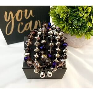 Multi-Colored Beaded Gemstone Bracelets Set of 3